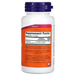 Вітаміни та мінерали NOW Vitamin D3 1000 IU, 180 капсул - мініатюра 2