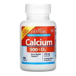 Кальцій з вітаміном D3 21st Century Calcium 500 мг + D3 90 таблеток