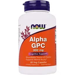 Альфа гліцерофосфохолін Now Foods Alpha GPC 300 мг 60 капсул