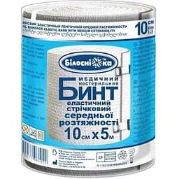 Бинт еластичний стрічковий Білосніжка середньої розтяжності, 10 см х 5 м (295784)