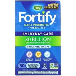 Пробіотики та пребіотик щоденного застосування Nature's Way Fortify Daily Probiotic+Prebiotics з відстроченим вивільненням 30 млрд КУО 30 вегетаріанських капсул - мініатюра 2