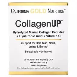 Колаген California Gold Nutrition Collagen UP Hydrolyzed Marine Collagen Peptides with Hyaluronic Acid and Vitamin C 30 пакетиків