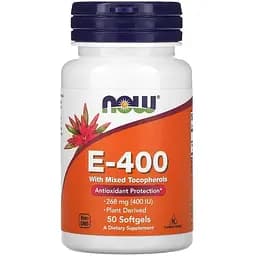 Витамины и минералы Now Vitamin E-400 with Mixed Tocopherols 50 капсул