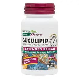 Гугуліпід Natures Plus Herbal Actives Gugulipid, 30 таблеток для підтримки рівня холестерину - мініатюра 1