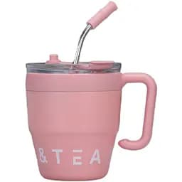 ТермочашкаCoffee &amp; Tea 480 мл з трубочкою і подвійним відкриванням, рожевий Yiwu HP-14-23P