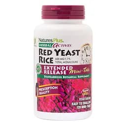 Натуральна добавка Natures Plus Herbal Actives Red Yeast Rice 600 mg, 120 міні таблеток