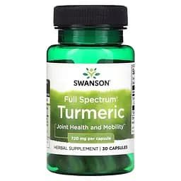 Куркума Swanson Turmeric 720 mg Full Spectrum, 30 капсул для підтримки здоров'я суглобів та шкіри - мініатюра 1