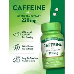 Кофеїн та екстракт зеленого чаю Nature's Truth Caffeine Plus Green Tea Extract 220 мг 120 таблеток (NTH-10059) - мініатюра 4