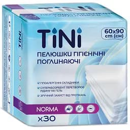 Пелюшки гігієнічні поглинаючі TINI Norma розмір 90х60 см 30 шт.