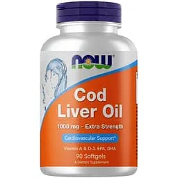 Жирные кислоты Now Cod Liver Oil 1000 мг 90 капсул