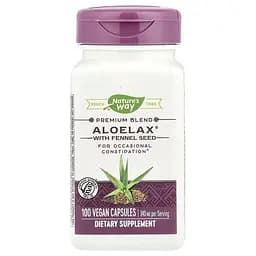 Алое ферокс та насіння фенхеля Nature's Way Aloelax with Fennel Seed, 100 вегакапсул для підтримки травної системи - мініатюра 1