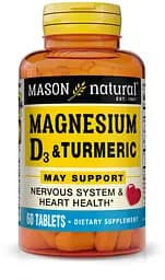 Витамины и минералы Mason Natural Magnesium & Vitamin D3 With Turmeric, 60 таблеток