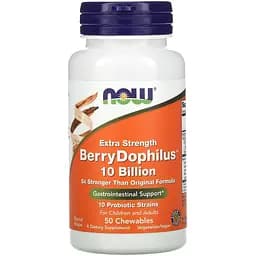Пробіотики Now Foods Dophilus Extra Strength смак ягід 50 жувальних таблеток