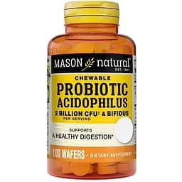 Пробіотики і пребіотики Mason Natural Probiotic Acidophilus With Bifidus 2 Billion CFU 100 жувальних таблеток