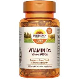 Вітамін D3 Sundown Naturals 2000 МЕ 150 гелевих капсул
