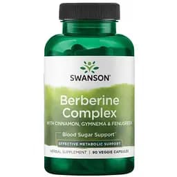 Комплекс берберину з корицею, гімнемою та пажитником Swanson Berberine Complex with Cinnamon Gymnema & Fenugreek 90 вегетаріанських капсул (100-43-8395755-20)