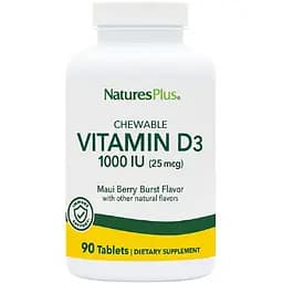 Жевательный витамин D3 для взрослых Nature's Plus 1000 МЕ со вкусом ягод 90 таблеток