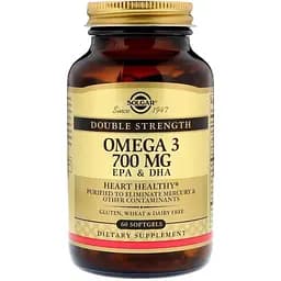 Рыбий жир Омега-3 Solgar Omega-3 EPA & DHA двойная сила 700 мг 60 капсул