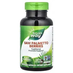 Ягоди пальметто Nature's Way Saw Palmetto Berries, 180 вегакапсул для підтримки передміхурової залози - мініатюра 1