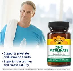 Вітаміни та мінерали Country Life Zinc Picolinate 25 mg, 100 таблеток - мініатюра 3
