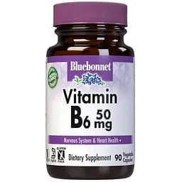 Витамины и минералы Bluebonnet Vitamin B6 50 мг 90 вегакапсул