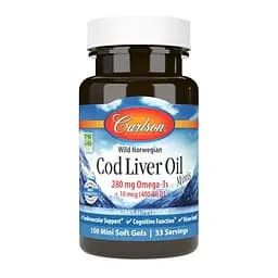 Жир із печінки тріски Carlson Laboratories Cod Liver Oil 100 mini softgels (1086-2023-10-4555)