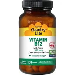Вітаміни та мінерали Country Life Vitamin B12 500 мкг 100 льодяників