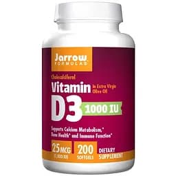 Вітаміни та мінерали Jarrow Formulas Vitamin D3 1000 IU 200 капсул