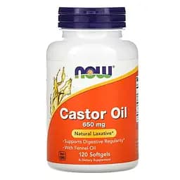 Натуральна добавка NOW Castor Oil 650 mg, 120 капсул