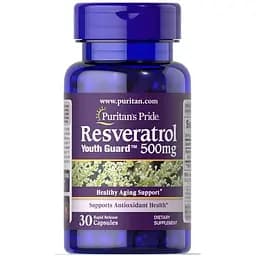 Натуральная добавка Puritan's Pride Resveratrol 500 mg, 30 капсул