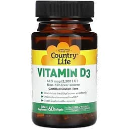 Вітамін D3 2500 МО Country Life 60 капсул