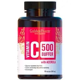 Вітаміни та мінерали Golden Pharm Vitamin C 500 мг Buffer with Acerola 90 капсул