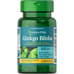 Натуральна добавка Puritan's Pride Ginkgo Biloba Standardized Extract 60 mg 120 капсул