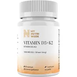 Вітамін D3+К2 My Nutri Week 1000 МО/50 мкг 60 капсул