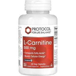L-карнитин Protocol for Life Balance L-Carnitine 500 мг 60 капсул