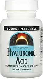 Препарат для суглобів і зв'язок Source Naturals Hyaluronic Acid 100 mg, 30 таблеток