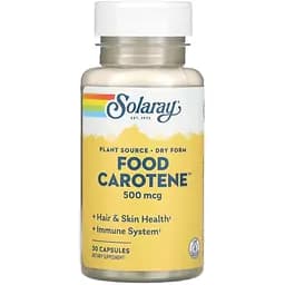 Бета-каротин Solaray Food Carotene 10.000 МО 30 капсул