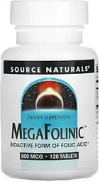 Витамины и минералы Source Naturals MegaFolinic 800 mg, 120 таблеток