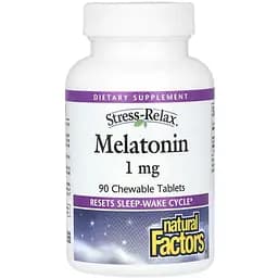 Мелатонін Natural Factors Stress Relax Melatonin 1 мг 90 жувальних таблеток
