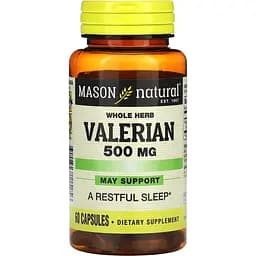 Валеріана Mason Natural Whole Herb Valerian 500 мг 60 капсул