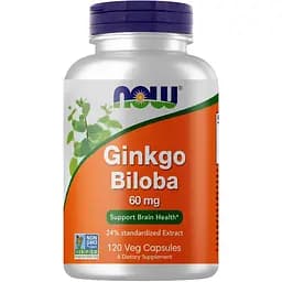 Натуральная добавка Now Ginkgo Biloba 60 mg 120 вегакапсул