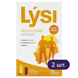 Омега-3 Lysi Health duet комплекс с мультивитаминами капсулы 1000 мг №64 2 упак.