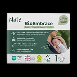 Одноразові дитячі підгузки BioEmbrace розмір 1, 2-5 кг. 25 шт NATY