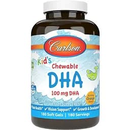 Жирні кислоти Carlson Labs Kid's Chewable DHA апельсин 180 капсул