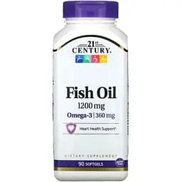 Рыбий жир 21st Century Fish Oil Omega-3, 1200 мг 90 желатиновых капсул