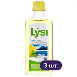 Омега-3 Lysi рыбий жир из печени трески с витаминами A, D, E со вкусом лимона и мяты 720 мл (3 шт. х 240 мл)