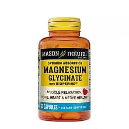 Магнію глицинат з біоперином 240 мг Mason Natural Magnesium Glycinate with Bioperine 60 капсул