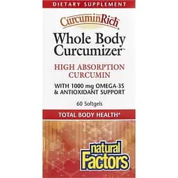Куркумин для оптимизации здоровья всего тела Natural Factors CurcuminRich Whole Body Curcumizer 60 желатиновых капсул