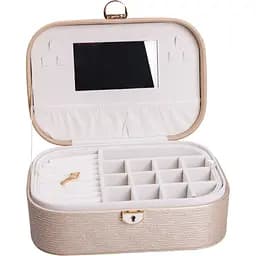 Скринька-органайзер для прикрас Yiwu із замком 26x18x9.5 см бежева HP-5-1CR