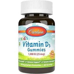 Детский витамин D3 Carlson Labs Kid's Vitamin D3 Gummies, 60 желеек - Фрукты